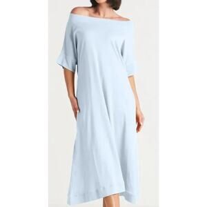 PLANET Lauren G Size 1 Sky Blue Pima Cotton Tokyo Midi T-Shirt Dress 4-8 Small